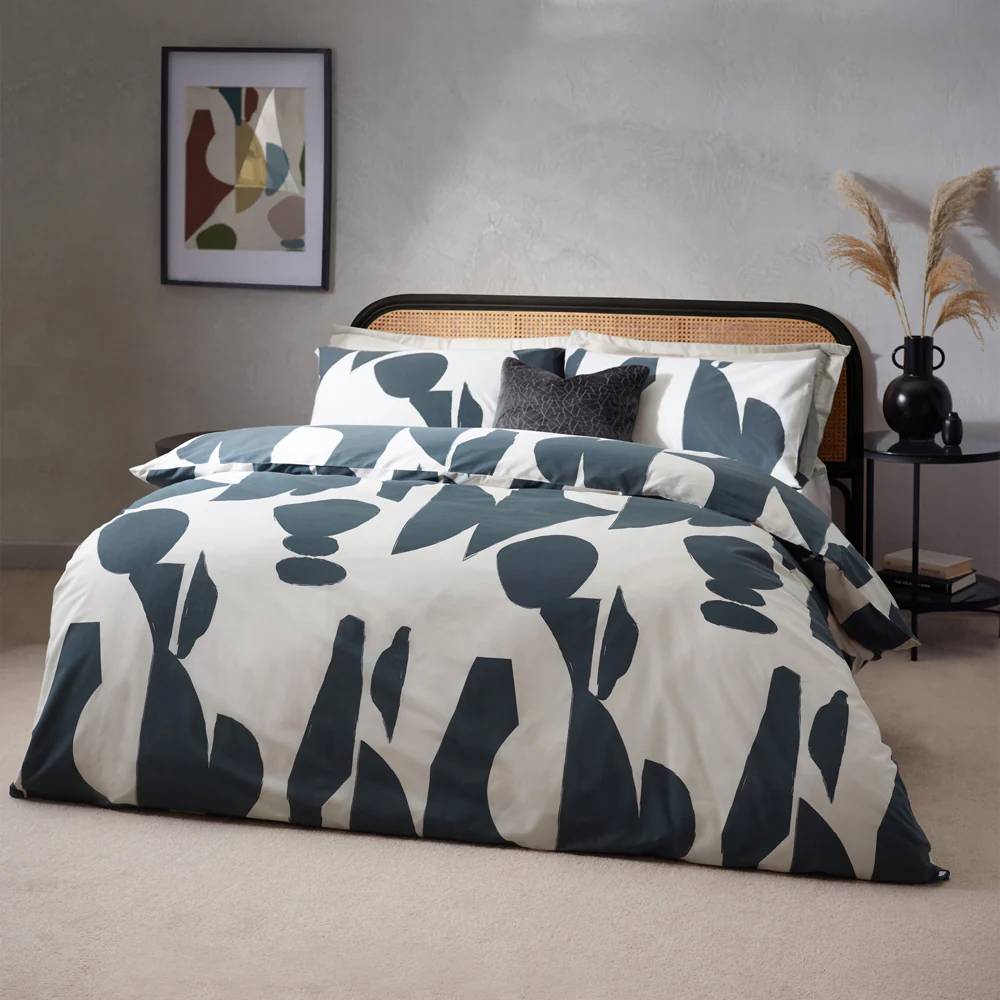 Hoem Meta Dusk Blue Abstract Duvet Cover Set